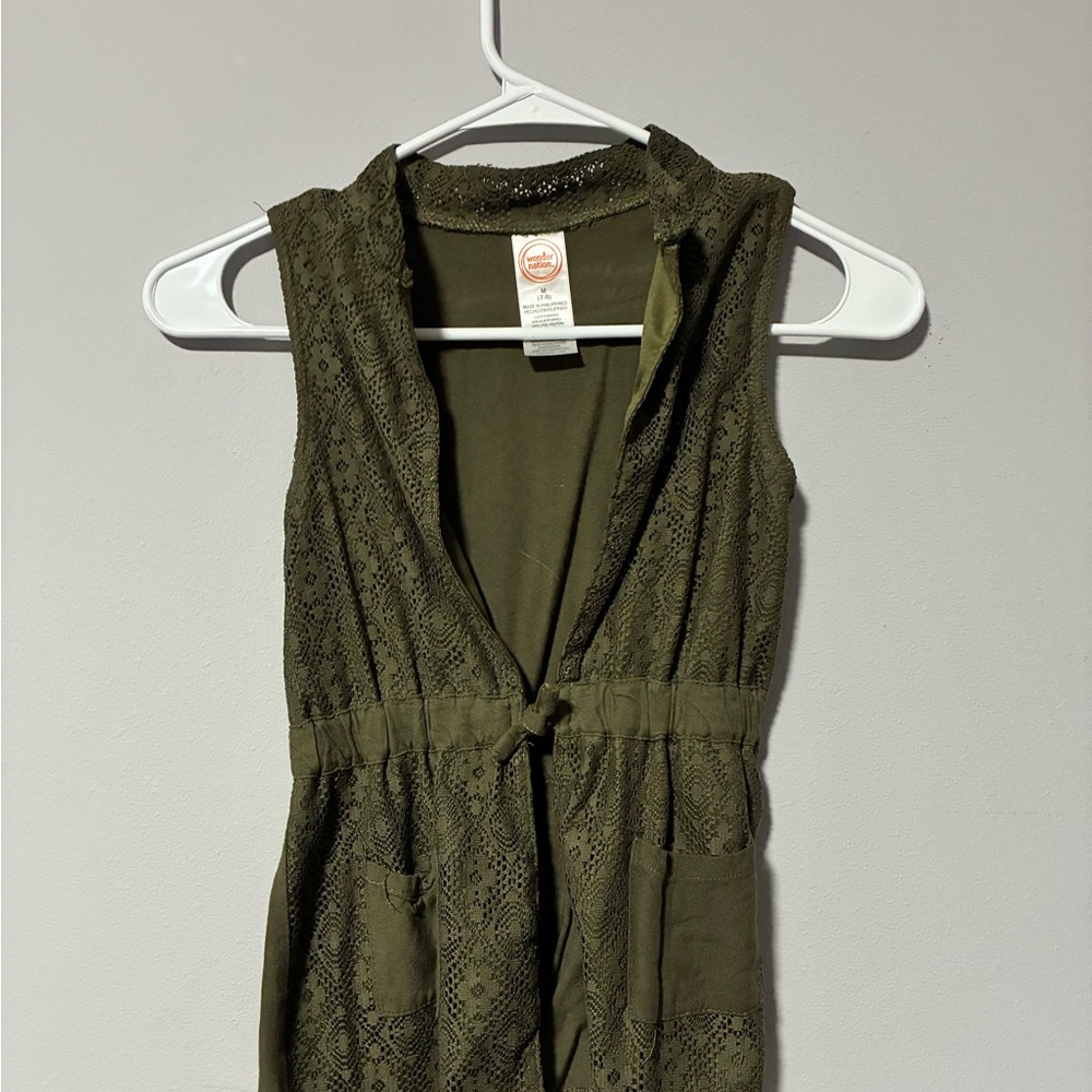 wonder nation Olive Lace Sleeveless Vest